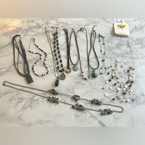 Lot of 11 Black Tone Fashion Necklaces